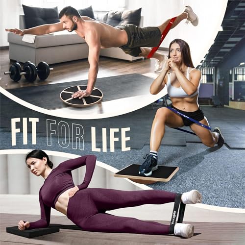 Image of Yes4All Versatile Wooden Wobble Balance Board, Balance Trainer for Mobility Training, Standing Desk, Core Training, Exercise Balance Stability Trainer