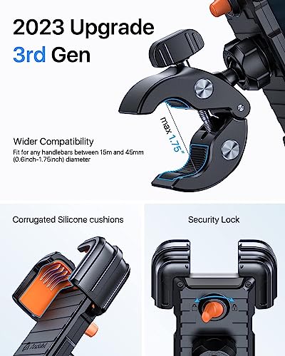 Andobil Bike Phone Mount, [ Super Stable & Full Protection ] Adjustable Universal Cell Phone Holder For Bike Bicycle Motorcycle Scooter Fit For Iphone 14 13 12 Galaxy S23 S22 Note20 And More #TOP3