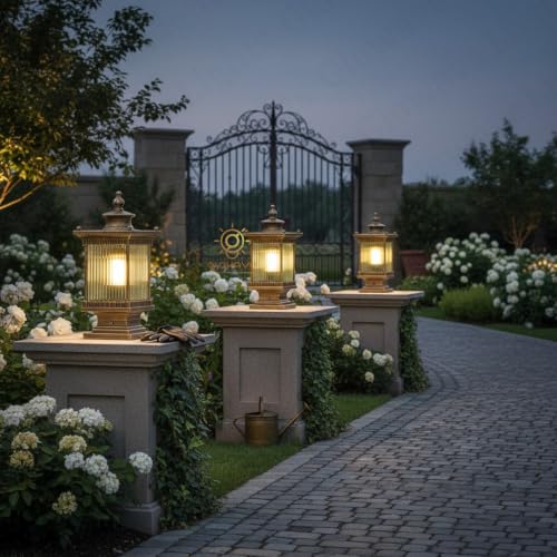 Image of Glowave Decorative Outdoor Bronze Square Post Light Pillar Light Column Light, Waterproof Lantern Post for Patio or Fench Deck, Doorway Porch Pillar Lamp - Warm White (P-6735 /BG)