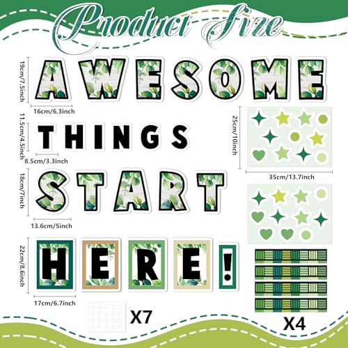 gisgfim Classroom Bulletin Board Decoration Set Eucalyptus Welcome Back Wall Door Decor Greenery Classroom Decorations for Kindergarten Preschool Elementary Middle School(Awesome Things Start Here!) - Image 2