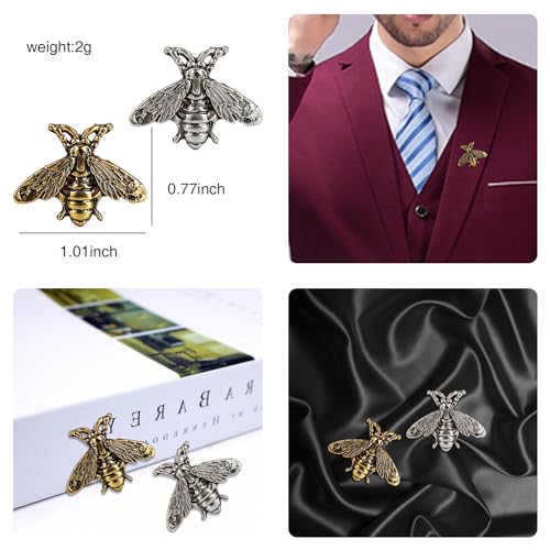 Image of Retro Cute Bee Brooch Pin Set Vintage style Animal Lapel Brooches Novelty Funny Pins Fashion Jewelry Suit Brooches Accessories for Women Men
