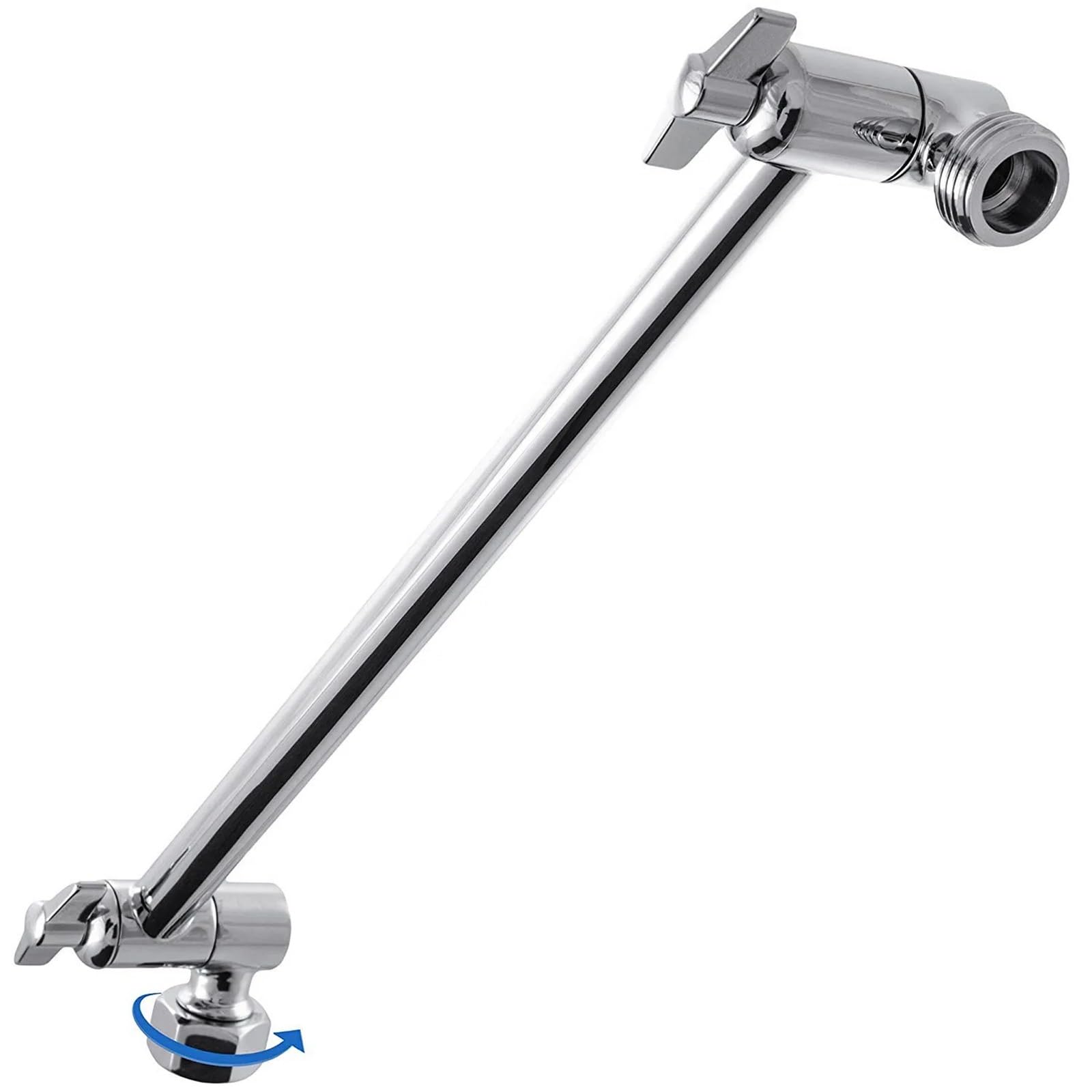 Shower Head Extension Arm Adjustable Shower Arm Extension By, Brass Head with Polished Chrome Finish 11 Inch