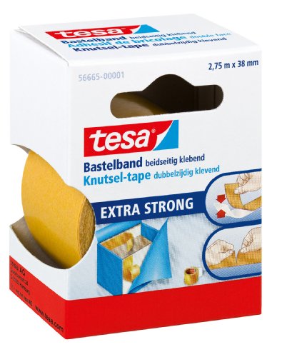 tesa Bastelband, beidseitig klebend, extra starke Klebkraft, universell einsetzbar, ideal für kreative Projekte und Bastelarbeiten 2,75m x 38mm