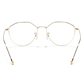 Cyxus Oval Blue Light Blocking Glasses for Women Round Computer Eyewear Anti Eyestrain Irregular Eyeglasses Frame Gold