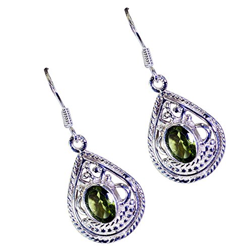 Boucles d'oreilles péridot anallergiques en argent contre irritations - 3