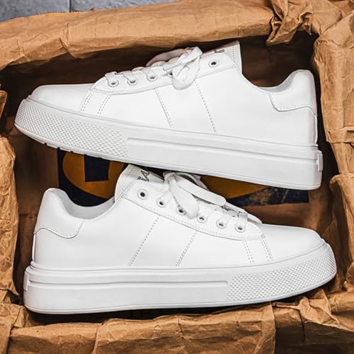 White Tennis Sneakers - Synthetic Leather Upper, Memory Foam Insole, Non-Slip Rubber Outsole - Casual Comfort for Daily Wear, Tennis Practice & Urban Lifestyle3