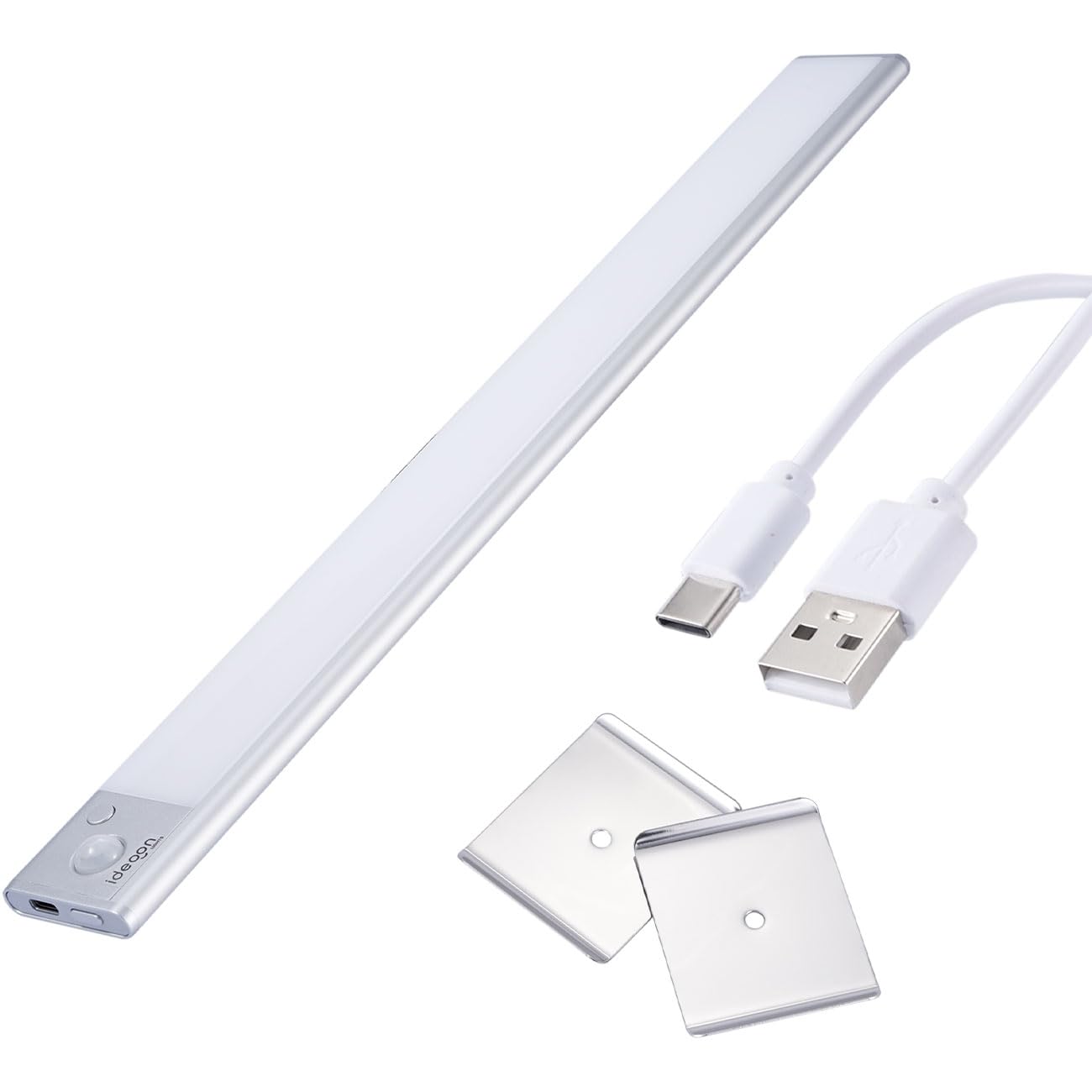 ideoon 4er-Set Flache Akku LED-Lichtleiste, 40cm mit Bewegungssensor, 120 LEDs: Kabellos, hell & energiesparend – Perfekt für Schrank, Flur & Küche