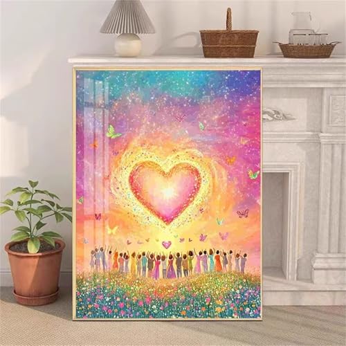 Diamond painting coeur coloré XL pour illuminer les murs de votre chambre à coucher