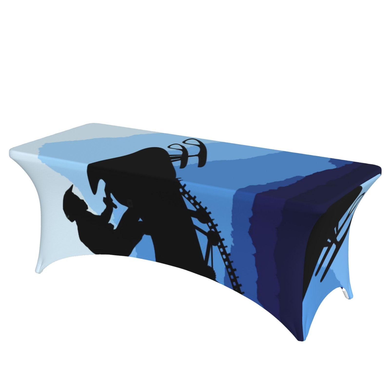 DCEHGEW 6FT Spandex Rectangular Table Cloth, Snowmobile Printed Fitted Elastic Tablecloths Washable Table Cover for Event, Wedding, Banquet & Party