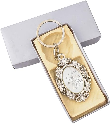 Miniatura 2 de 12 llaveros con diseño de encaje de quinceañera Recuerdos de Sweet 15 Princesas Cumpleaños Fiesta de Cumpleaños (Color Blanco Plata)