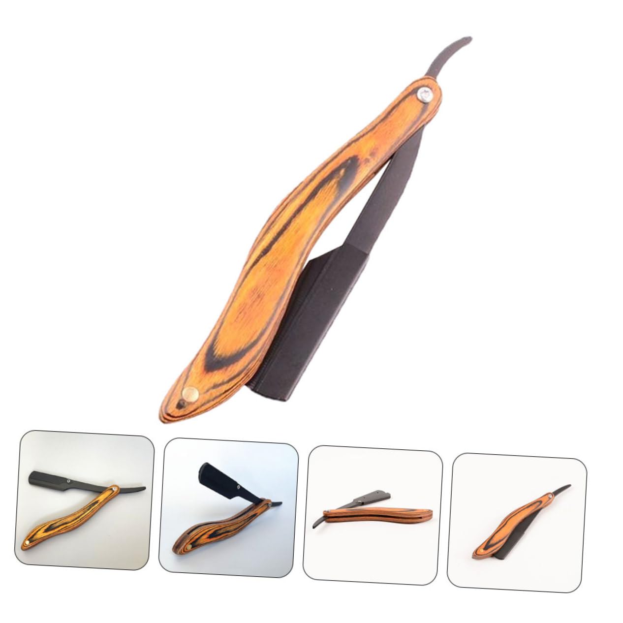 Wooden Handle Foldable Straight Razor for Men Stainless Steel