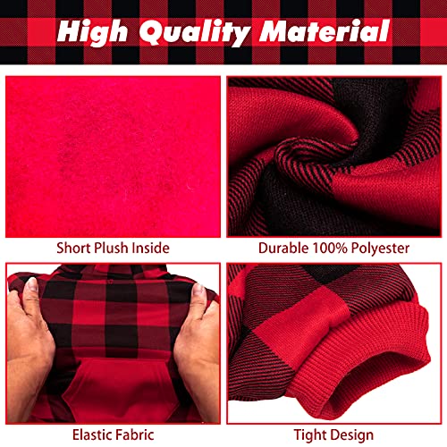 PUPTECK Plaid Dog Hoodie - Soft Warm Pet Sweaters Dog Fleece Lining Pajamas Vest Clothes Pjs with Hat for Small Medium… - Image 3
