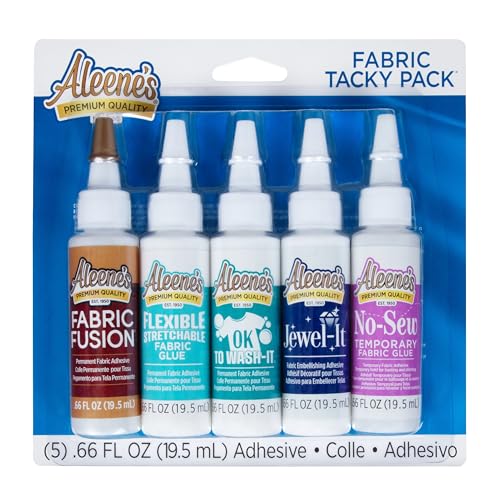 Aleene's Tacky Pack Fabric Glue, 5pk, 0.66 Fl Oz, Clear (25114)