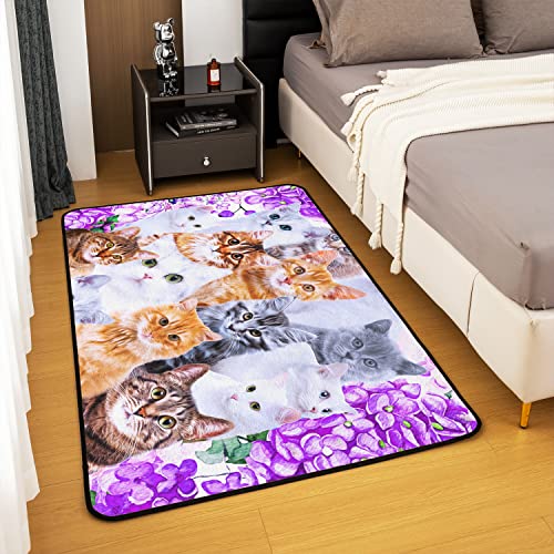 Loussiesd Cat Decorative Area Rug, Soft Cats Print Square Accent Rug Set for Bedroom & Living Room - Image 4