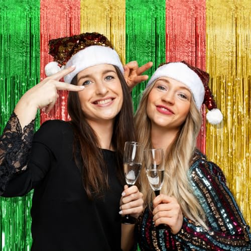 Image of 2 Pack Hawaii Backdrop Party Decorations Tinsel Curtain Summer Party Streamer Foil Fringe Birthday Decorations Photo Booth Vibrant Theme Christmas Beach Baby Shower Graduation Decor