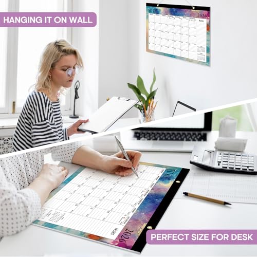 Image of 3 Pack of Desk Calendar 2026-2027, 18-Month Calendar Runs from July 2026 to December 2027, Large 17 inch x 12 inch Monthly Desktop & Wall Calendar for Home & Office - Gilded Elegance