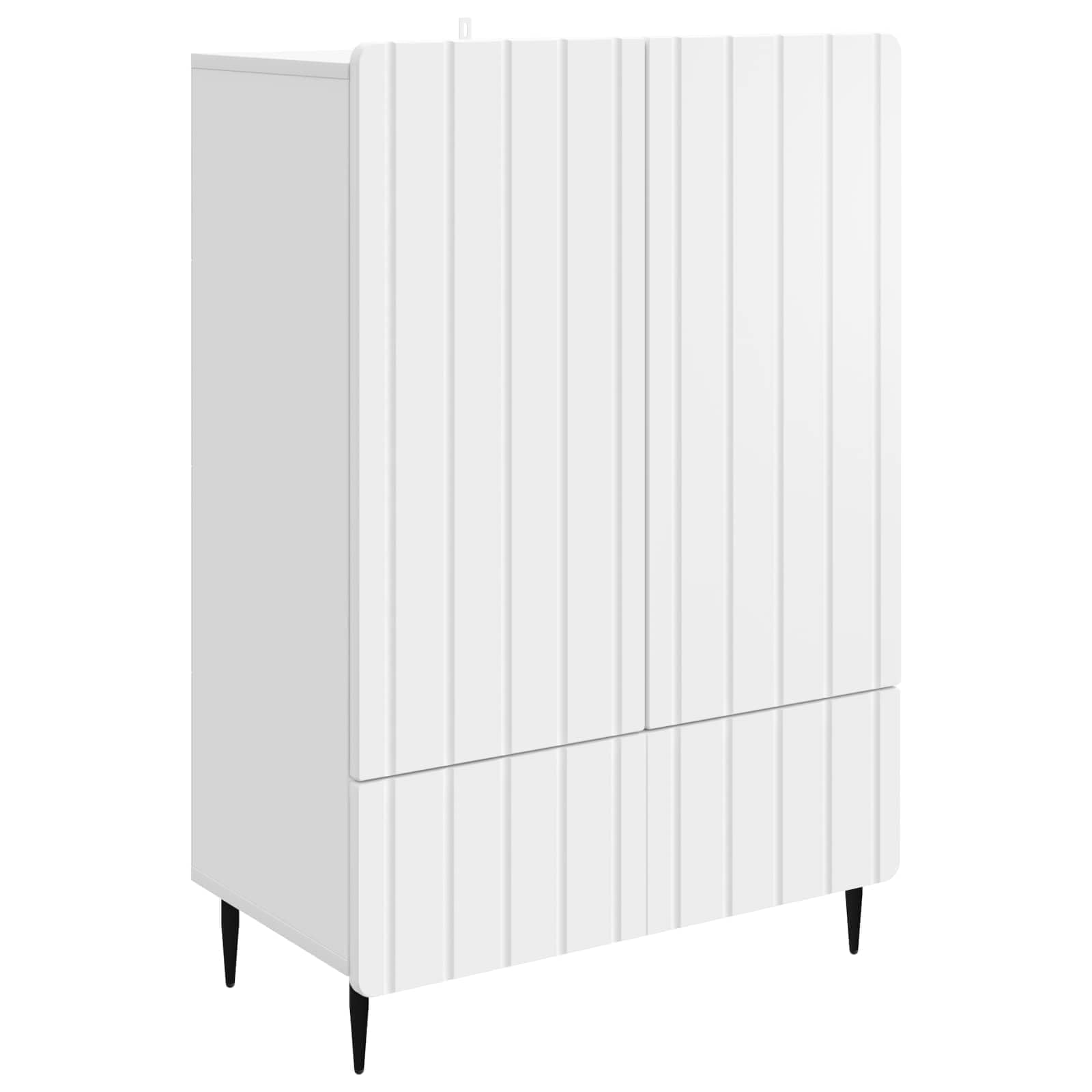 Credenza bianca, 66 x 34,5 x 97 cm, comò con cassetto e ante