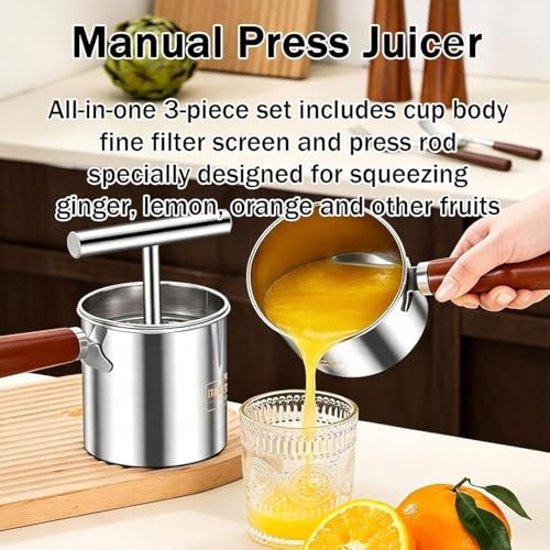 Exprimidor manual de jengibre y frutas con filtro fino de acero 4