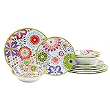 Certified International Carnaby 12 Piece Melamine Dinnerware Set, Service For 4