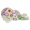 Certified international carnaby 12 piece melamine dinnerware set service for 4  urban country home decor