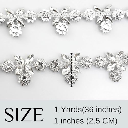 image for PEARLY JUN Rhinestone Trim Chain Sliver Applique Stringing Ribbon DIY 