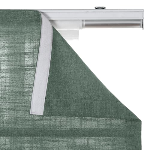 Image of TWOPAGES Liz No Drill Cordless Roman Shades Linen Textured Roman Blinds for Windows, Custom Made Room Darkening Blackout Roman Window Shades, Hardware Included, Lagoon, 1 Piece