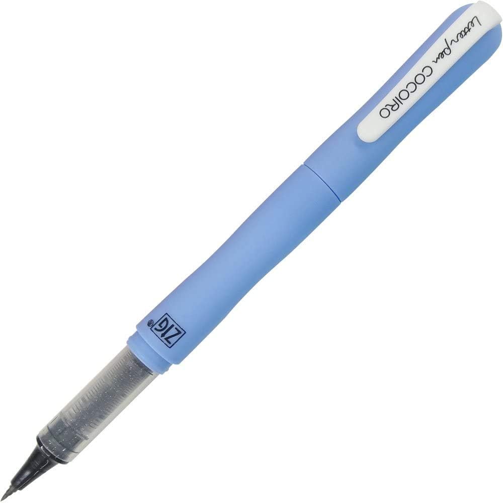 Kuretake ZIG Letter pen COCOIRO (Blue Dusk) with Hard Brush tip, Black ink, Refillable