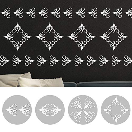 SelfTek 30 Pieces Creative Hollow Mirror Wall Stickers Self Adhesive Art Murals Wall Decor DIY Acrylic Removable Window Decal for Livingroom Bedroom Bathroom Wardrobe Indoor&Outdoor Decoration