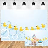 DORCEV 7x5ft Cute Yellow Duck Backdrop Baby Shower Funny Ducks Bubbles for Photo Photography Kids Birthday Party Background Girls Boys Newborn Party Banner Daycare Backdrop Vinyl Studio Props