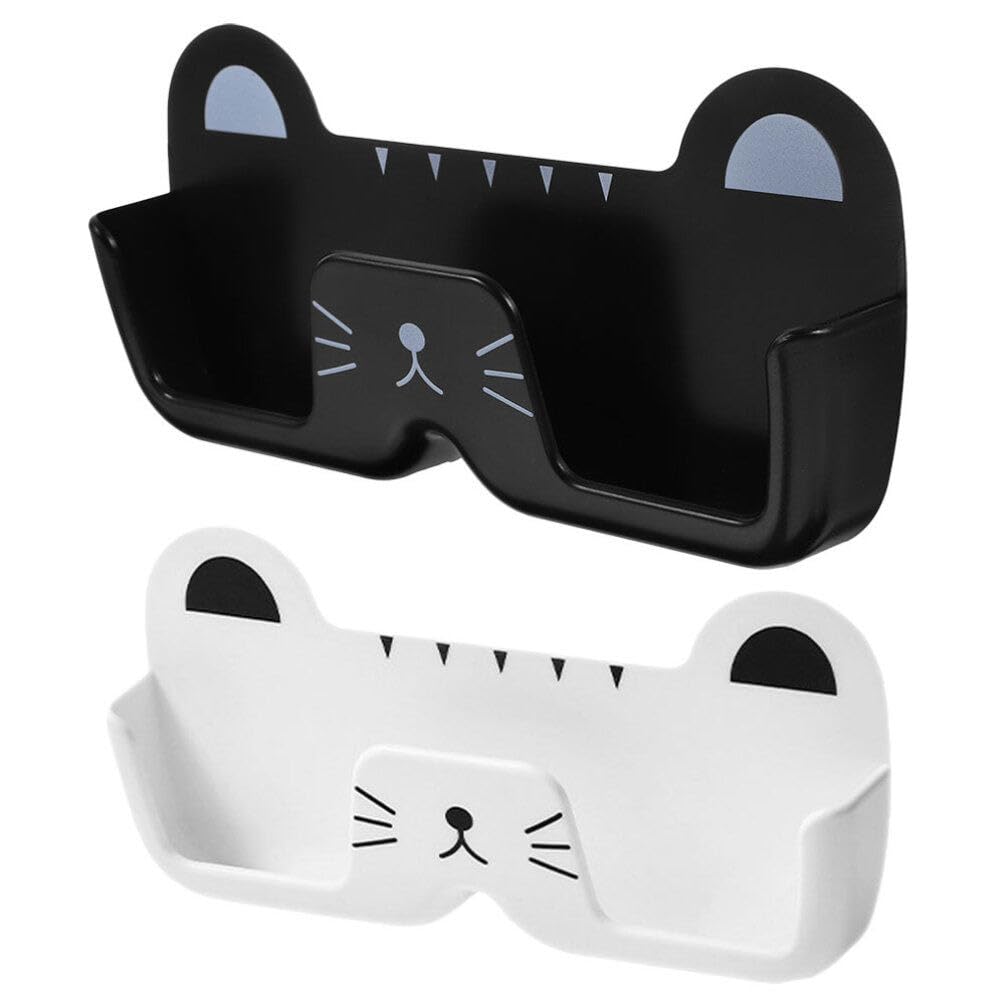 Alipis 2pcs Sunglasses Organizer Wall Mounted Glasses Storage Cat Design Eyeglasses Stand Eyewear Display Stand White Black, 17.50X8.50X3.00CM, X01926R010S