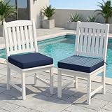 Amagenix Outdoor Chair Cushions Set of 2, 18.5'x16'x3' Waterproof Outdoor Seat Cushions for Patio Furniture, Navy Blue Stripe Reversible Patio Cushions (We Make Custom Size)