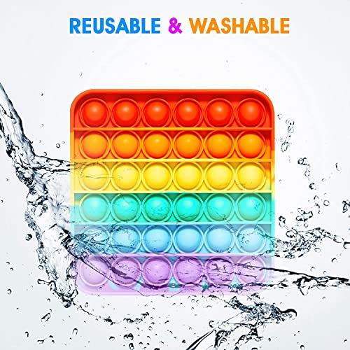 Push Pop Bubble Fidget Sensory Toy - For Autism, Stress, Anxiety - Kids And Adults (Rainbow Square) #TOP2