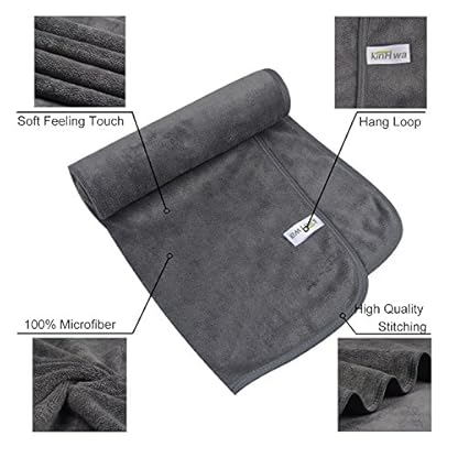 KinHwa Mikrofaser Handtuch 4er Set | Weiche und leichte Microfaser Handtücher, Super saugfähiges Sporthandtuch| 40cm x 76cm | Reisehandtuch Schnelltrocknend & fusselfrei | Grau – Bild 6