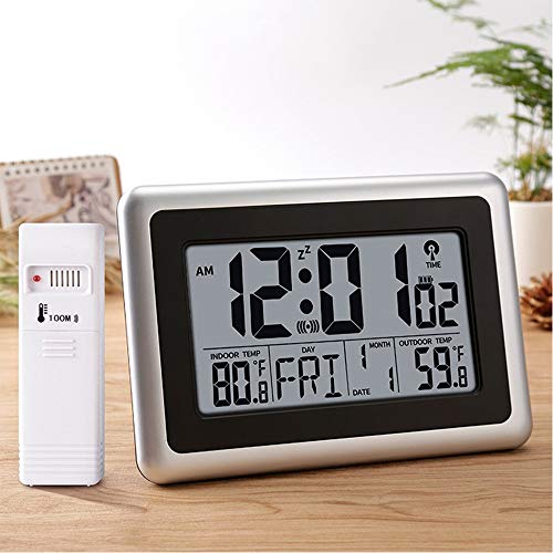 FORESTIME Full Digital Wall Clock with Calendar & Temperature, Large