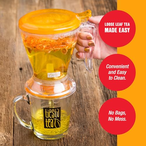 Image of Tiesta Tea - Brewmaster and Cozy Fireside Tea Gift Set, Non-Caffeinated Loose Leaf Holiday Tea Blends with Infuser, Includes 16oz Tea Infuser & 2 Refillable Tins, Fireside Spice & Peppermint Cocoa