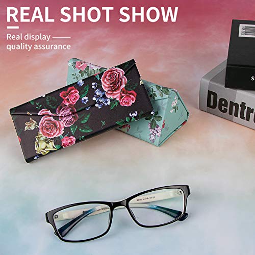 Image of Foldable Glass Sunglasses Case, Leather Portable Eyeglass Case for Men & Women
