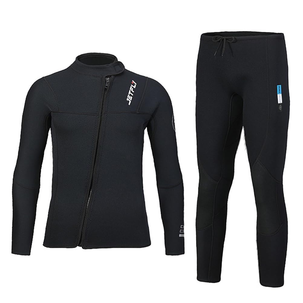 Muta Subacquea Intera Uomo in Neoprene 3mm - Set 2 Pezzi Muta Sub con Mute Giacca Top Manica Lunga e Pantaloni da Sub,Stretch Wetsuit con Cerniera per Nuoto, Surf & Sport Acquatici
