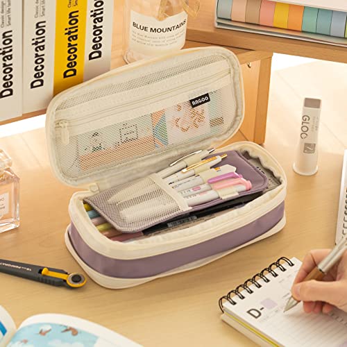Easthill Big Capacity Pencil Case Large Pencil Pouch Stationery Pen Bag For Teen Girls-Purple #TOP1