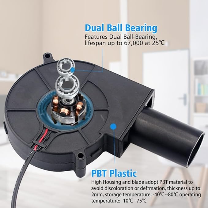 Image of XOYO Blower fan 12v with Speed Controller Adapter | DC 12V - 0.60A Brushless Blower Kit | Dual Ball Bearing Smooth running | DIY Cooling Ventilation Exhaust Projects