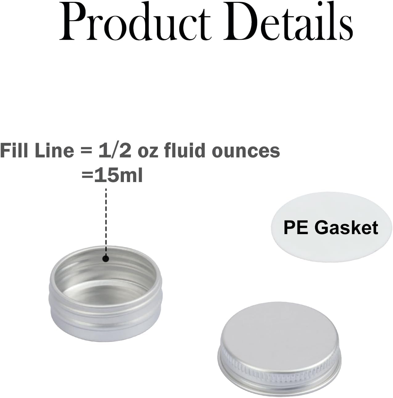 110 PCS 1/2 Ounce Aluminum Tins with Screw Tops, Round metal tin with Screw Lids, 1/2 oz Round Cans with Lid for Cosmetics, Lip Balm, Spices, and More(silver)