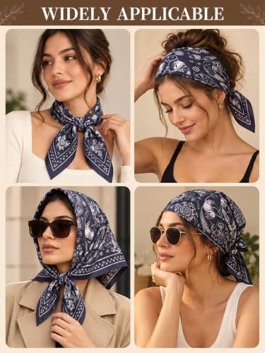 Image of Ravaiyaa - Attitude is everything Women Printed Silk Bandana 21 x 21 Inch Square Headband & Hair Wrap, Soft & Versatile | Fashion Neck Wrap