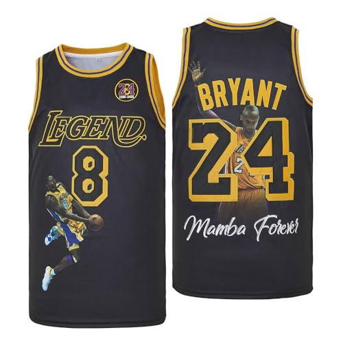 GOAYDEO Men's 8 24 Legend Jersey Black Snakeskin Short-Sleeved Hip Hop Men Basketball Jerseys Legend XL