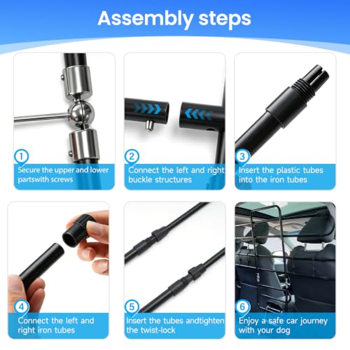 Pexmirlyn Dog Car Barrier for SUV,48"–66" Width Adjustable with 5 Hooks — view 5