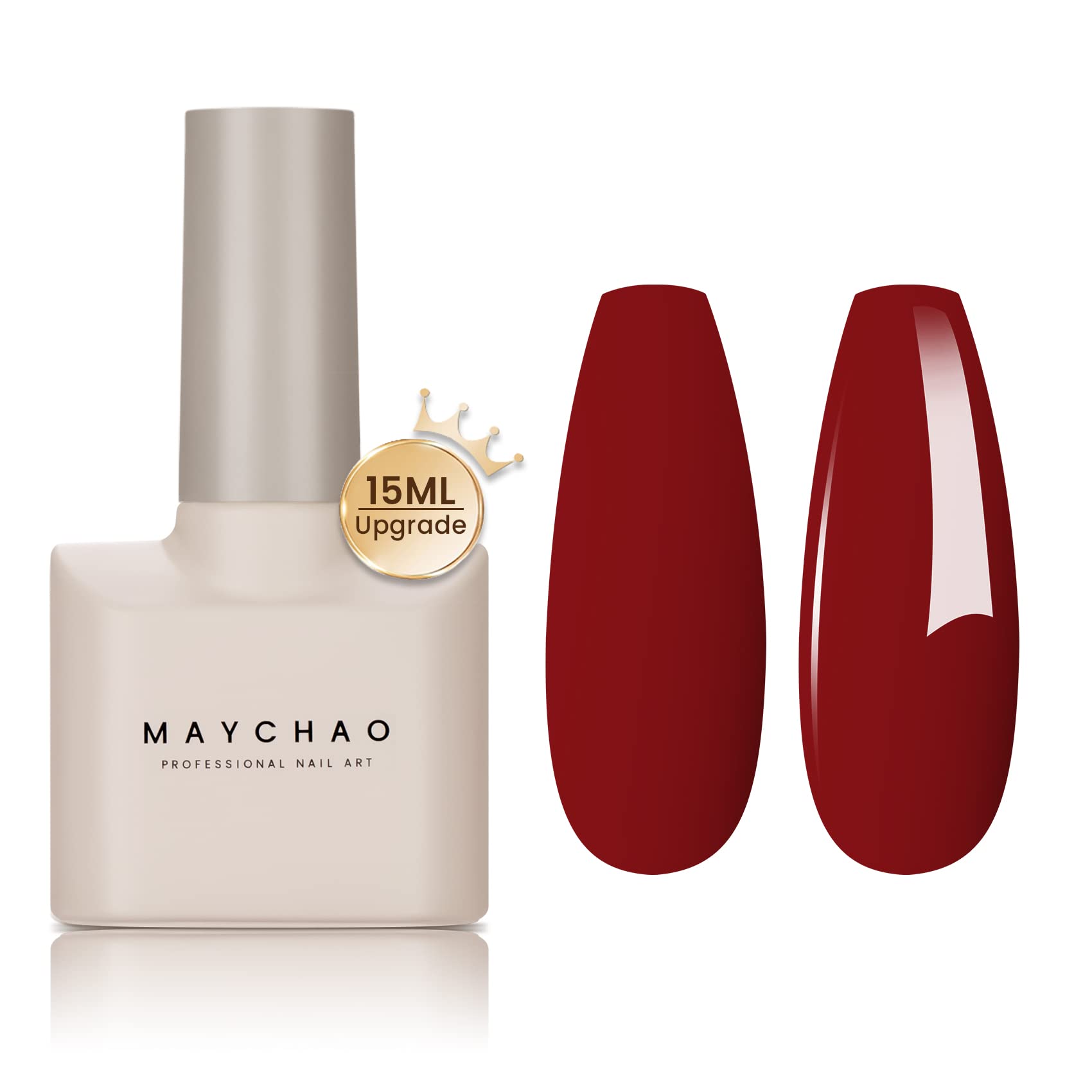 MAYCHAOGel Nail Polish, 15ML Red Gel Nail Polish, Soak Off UV LED Nail Gel Polish Nail Art Starter Manicure Salon DIY at Home, 0.5 OZ