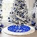 yuboo Royal Blue Christmas Tree Skirt Fluffy, 36 inch Blue White Furry Fur Small Tree Skirt Rug with White Snowflakes Christmas Decorations&Ornaments for Pencil Christmas Tree