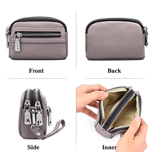 Sendefn Coin Purse For Women Leather Wristlet Double Zip Around Small Change Pouch #TOP3