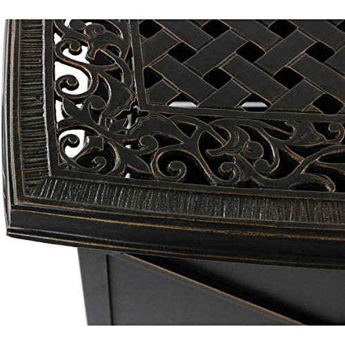Hanover Traditions Outdoor Patio Cast-Top Side Table And Umbrella Stand With Durable, Rust-Resistant Aluminum Frame, 1 Piece, Sand/Tan #TOP5