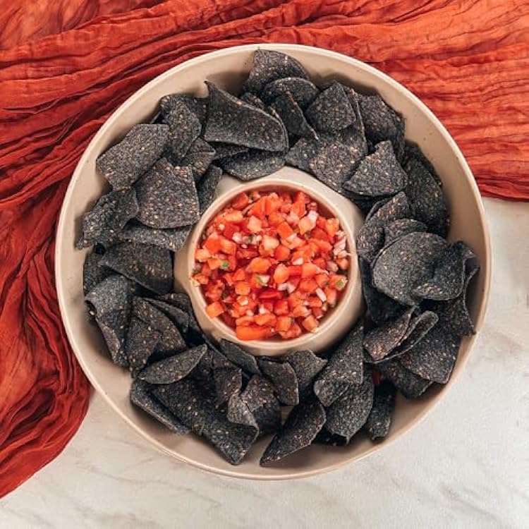 Mora Ceramic Chips and Dip Serving Tray: Large Divided Party Bowl Set for Chips & Salsa, Veggies & Dip, Fruit, Snacks, Entertaining, Hosting, etc. Minimalist Design for the Modern Hostess - Chai