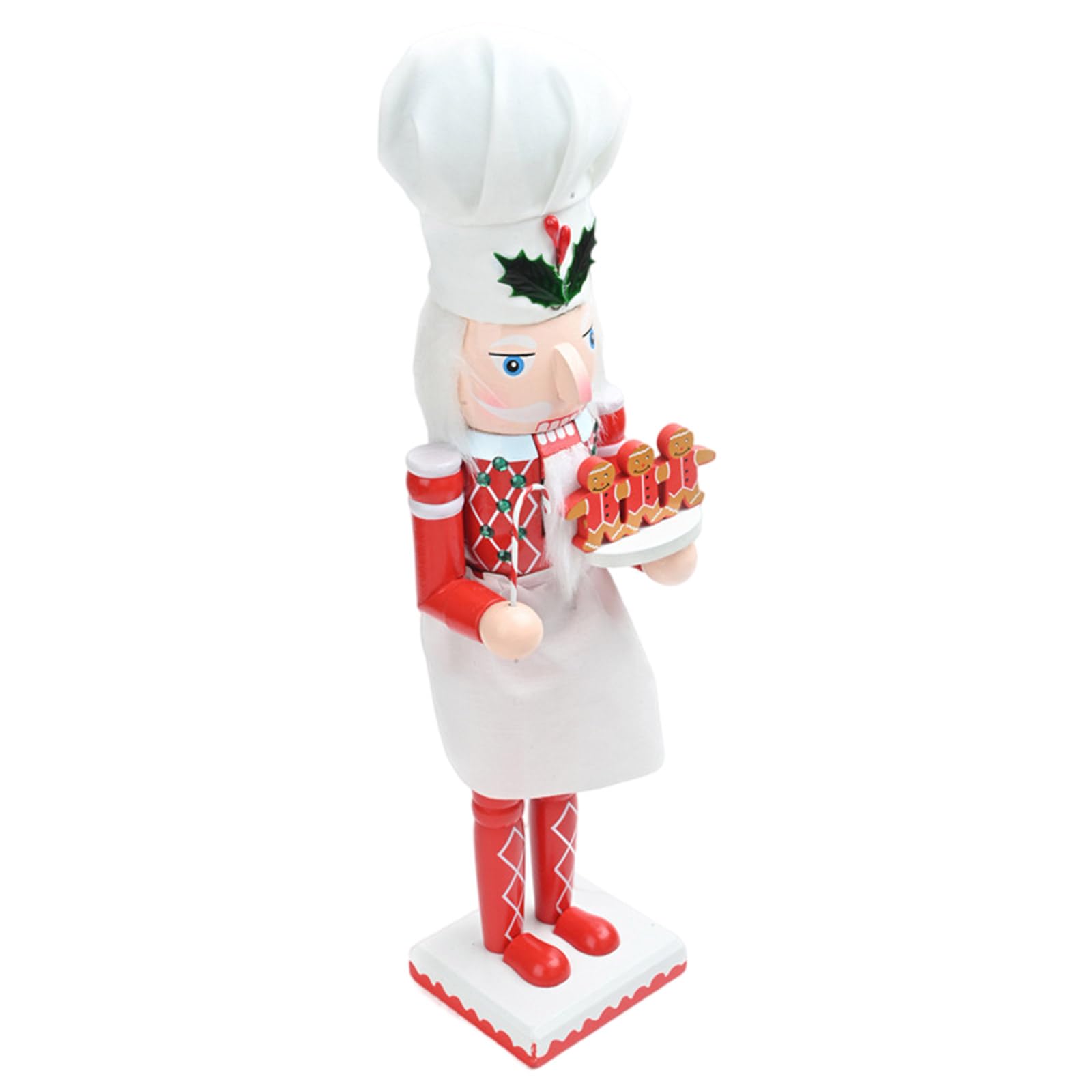 TFAOYS 38cm Wood Nutcrackers Shaped Figurine Christmas Theme Desktops Ornament Tabletop Statue Party Accessory Holiday Nutcrackers