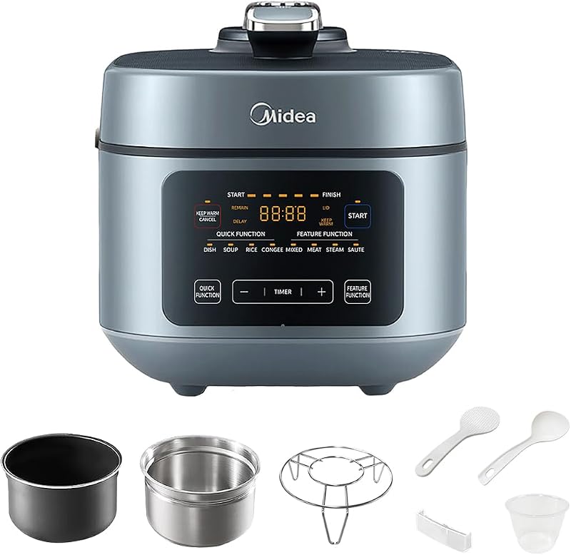 8-in-1 Electric Pressure Cooker with Dual Pots, Multi-Functional Programmable Slow Cooker, Rice Cooker, Steamer, Sauté Pan and More, 5 Quart